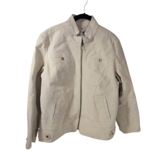 Chico's Leather Jacket Women's Chico's Size 2/Medium Tan Beige - Picture 1 of 7